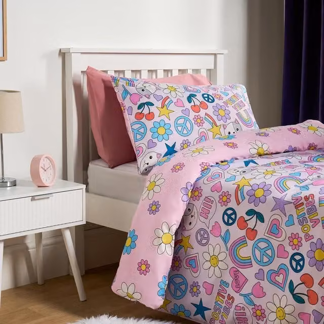 OHS Positive Vibes Microfibre Duvet Cover Set in Multicolour