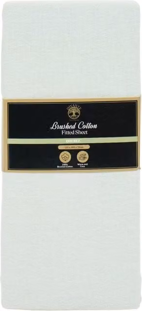 Divante Breathable Flannelette Brushed Cotton Fitted Sheet, Green, W/D/H: 140 x 200 cm