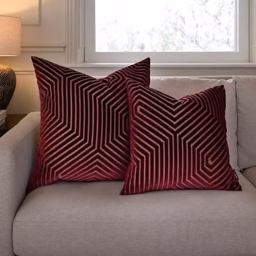 Paoletti Evoke Red Velvet Square Cushion, W/D/H: 45 x 45 x 45 cm – 5