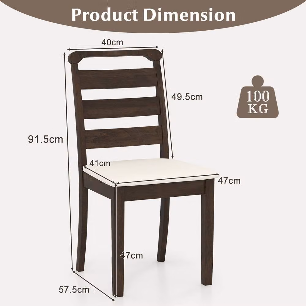 Costway Set of 2 Modern Upholstered Farmhouse Dining Chairs in Brown – 2