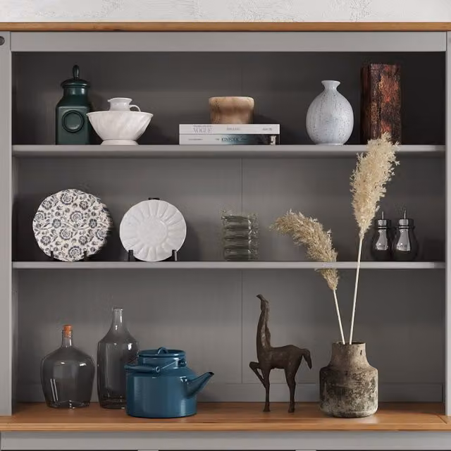 Mercers Furniture Corona Large Solid Wood Pine Dresser Top Sideboard in Distressed Grey Wax, W/D/H: 125 x 27 x 100 cm