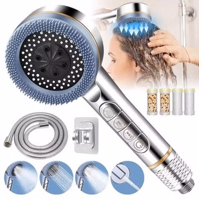 NESTLUNE High Pressure Handheld Shower Head in Silver Chrome – 1