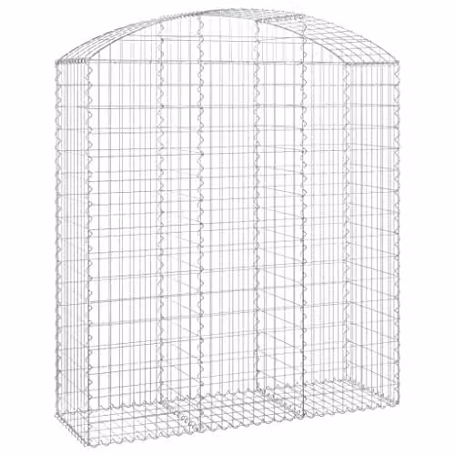 vidaXL Arched Gabion Basket in Silver Galvanised Steel, H x W x D: 160 x 150 x 50 cm – 1