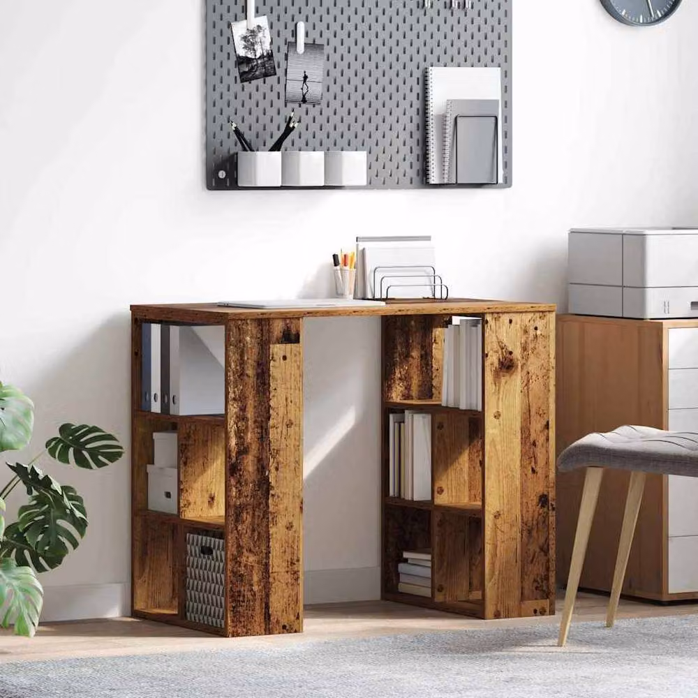 Berkfield Home Rustic Reclaimed Solid Wood Corner Desk in Brown – 2