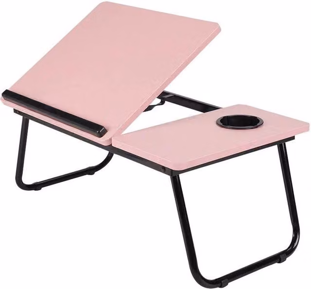 PAWNORA Adjustable Multi-Angle Laptop Table with Tilting Top in Pink