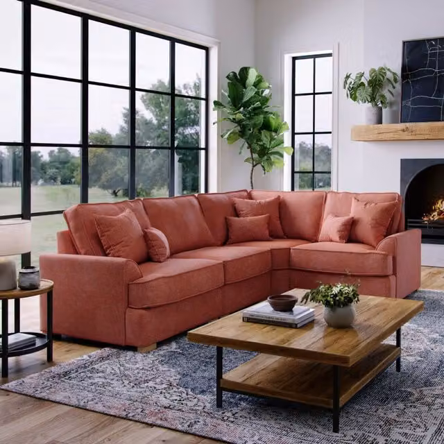 The Great Sofa Company Ophelia Right Hand Facing Red Chenille 3 Seater Corner Sofa – 1