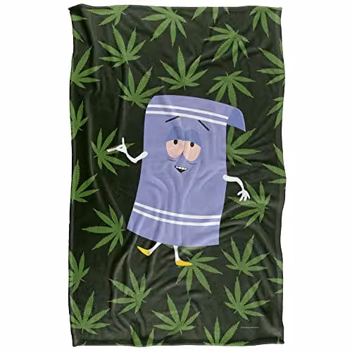 South Park Towlie Pot Leaves Super Soft Fleece Throw Blanket, Multicolour, W: 91 cm, D: 147 cm