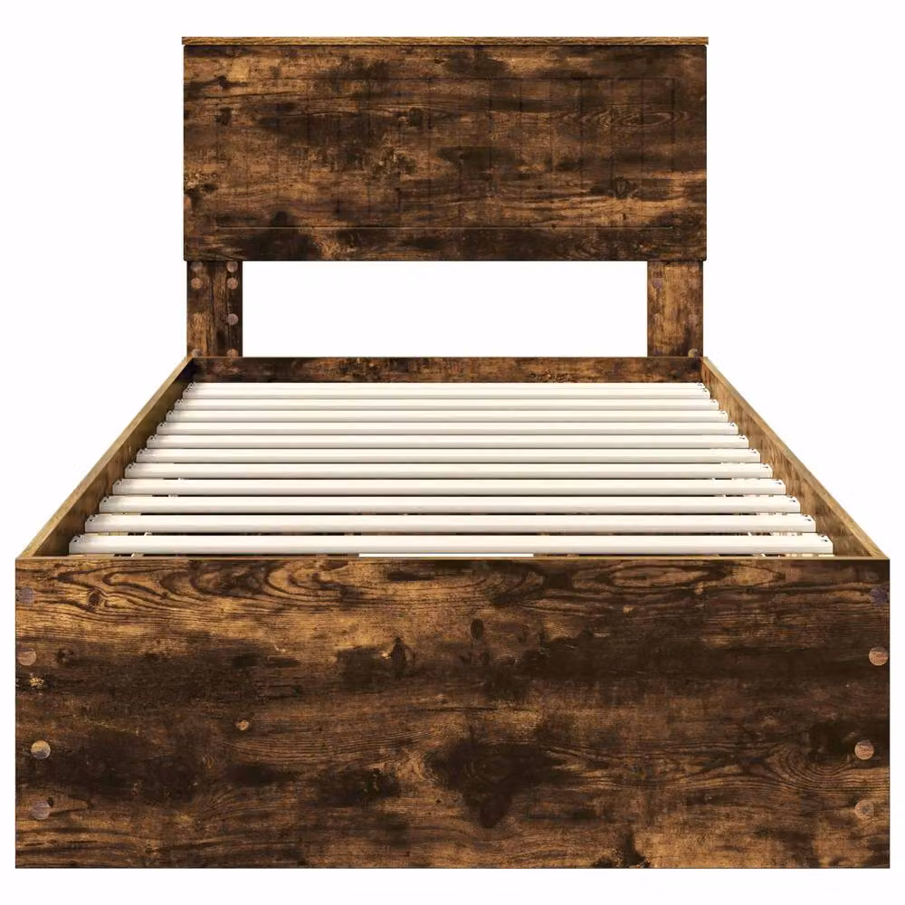 Berkfield Home Modern Bed Frame with Drawer in Smoked Oak Brown, W/D/H: 90 x 190 cm – 5
