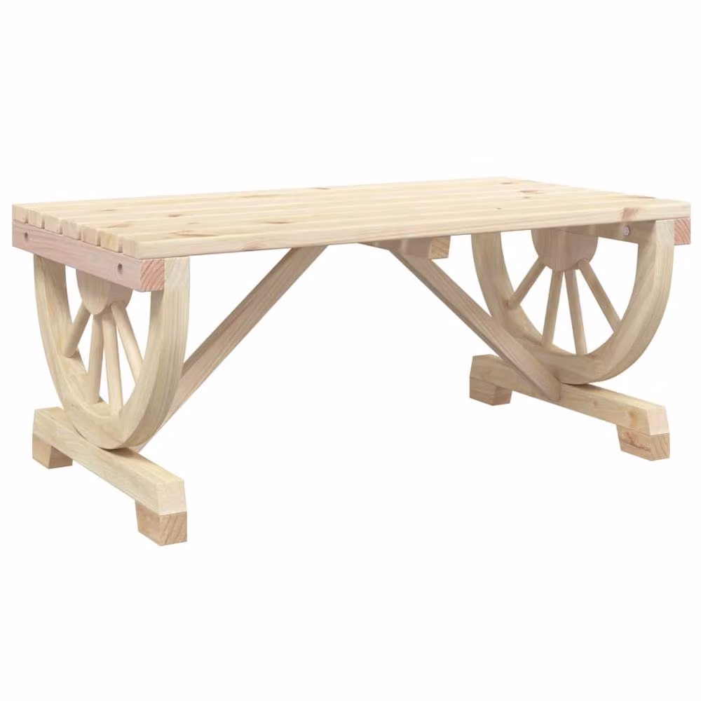 Berkfield Home Beautiful Garden Coffee Table in Light Oak Solid Wood, W: 90 cm, D: 50 cm, H: 40 cm – 3