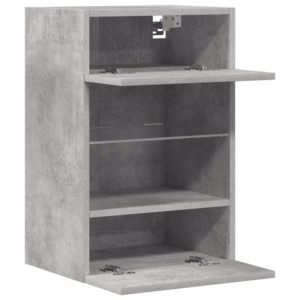 Berkfield Home Set of 2 Modern TV Wall Cabinets with LED Lights in Concrete Grey, W: 40 cm, D: 30 cm, H: 60.5 cm – 5