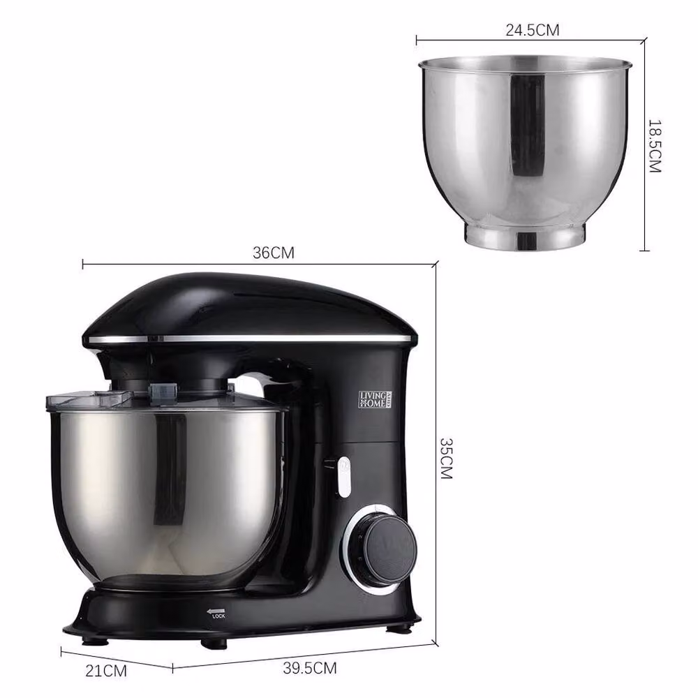 PAWNORA 1400W Electric Stand Mixer with 7L Stainless Steel Bowl and 6 Speeds in Black – 3