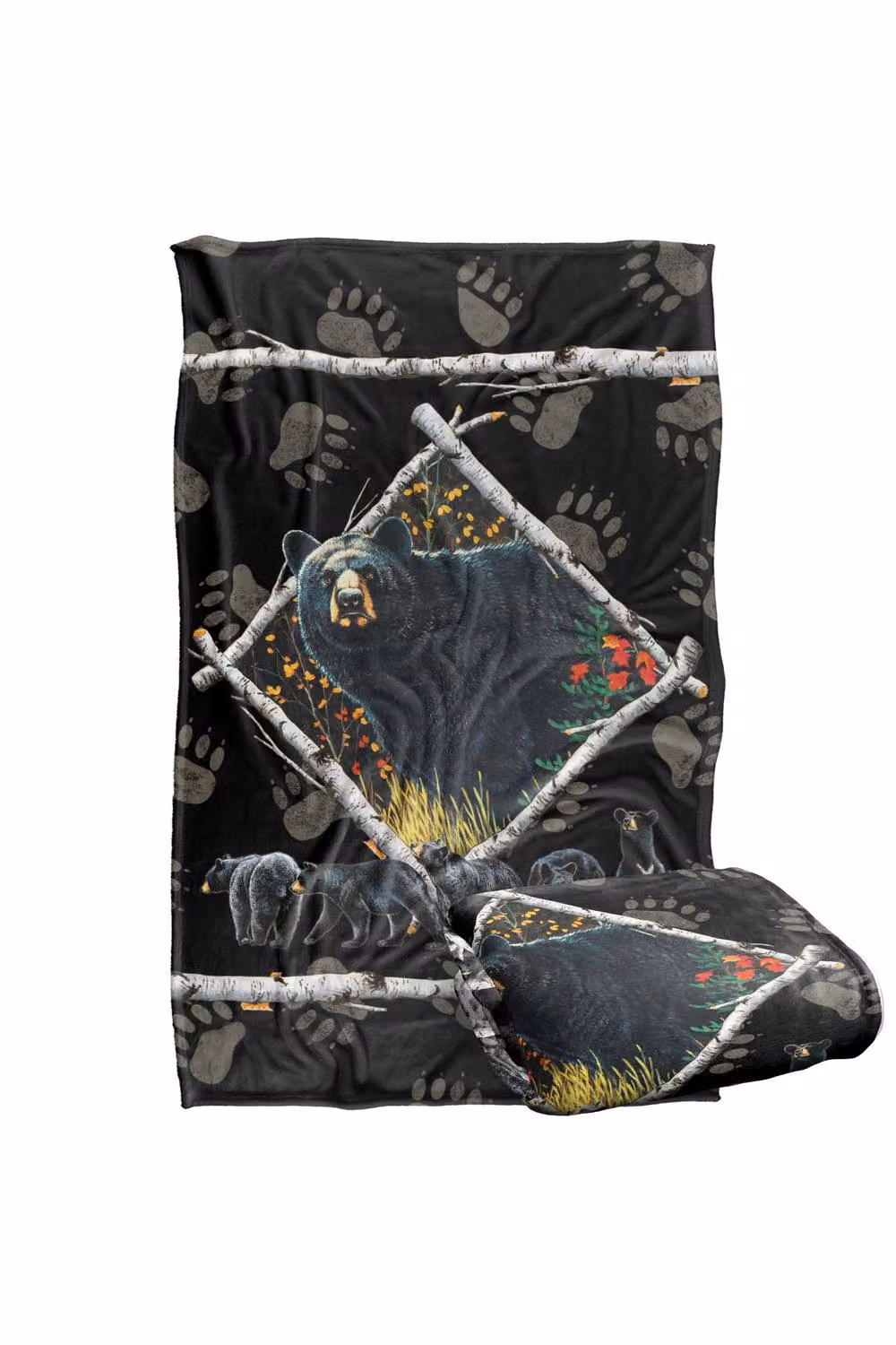 JQ Licensing Black Bears Silky Touch Super Soft Fluffy Polyester Throw Blanket in Black and Multicolour, Large – 2