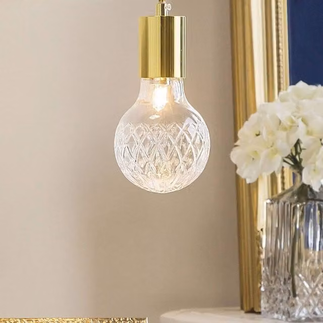 Wyld and Coco Gold and Transparent Glass Pendant Lamps 2-Pack