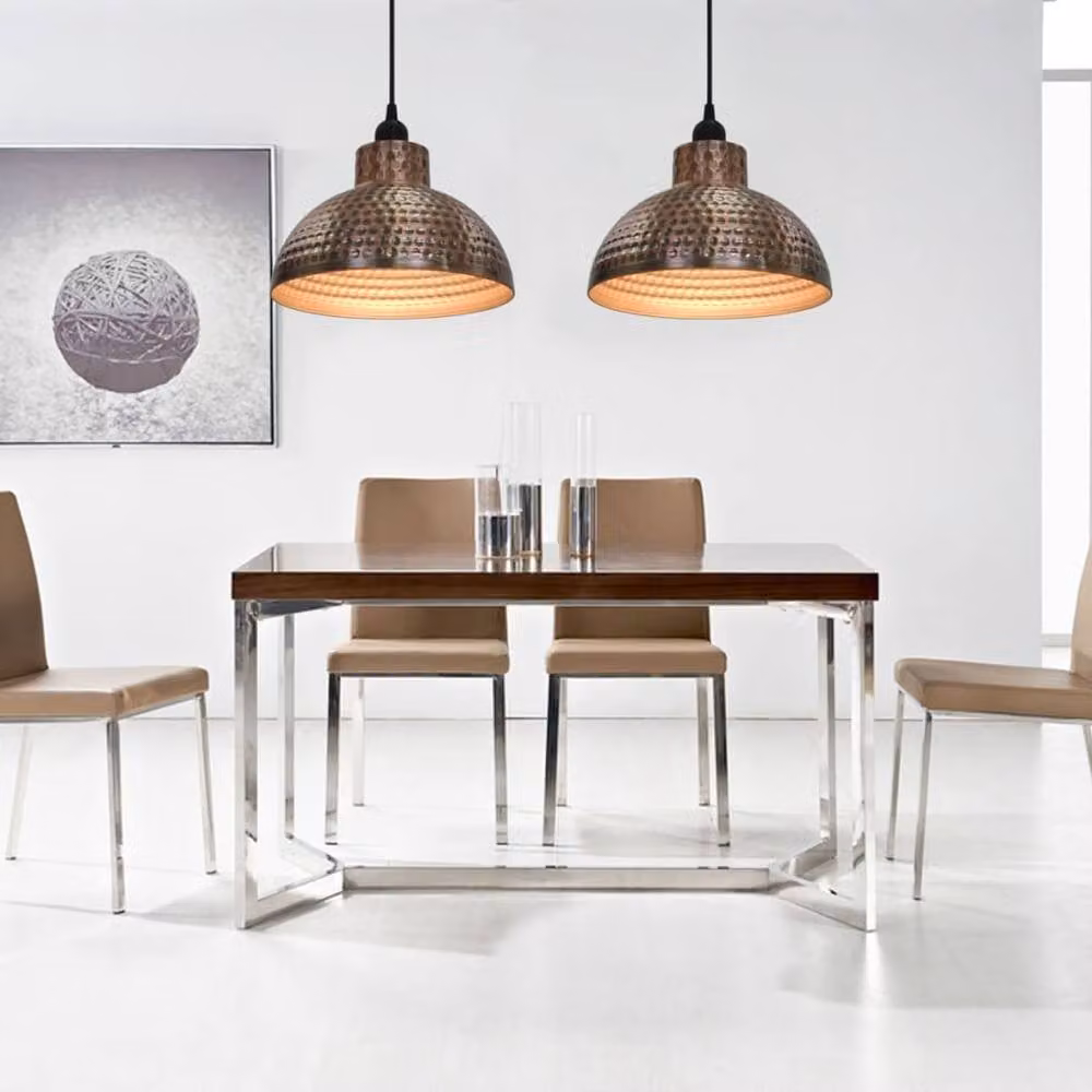 Berkfield Home Set of 2 Semi-spherical Copper Metal Ceiling Lamps – 2