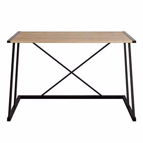 DECOROTIKA Anemon Computer Desk for Home Office, Black and Brown, W: 120 cm, D: 60 cm, H: 75 cm – 1