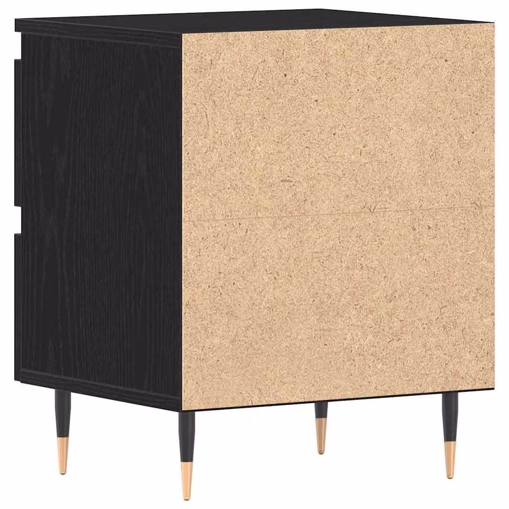 Berkfield Home Set of 2 Black Oak Bedside Cabinets, W/D/H: 40 x 35 x 50 cm – 4