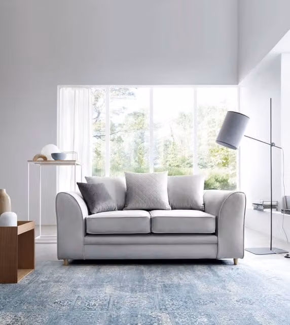 Abakus Direct Chicago 2 Seater Sofa in Grey Velvet Fabric, W/D/H: 160 x 89 x 78 cm – 1