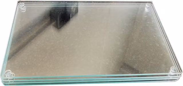 DEENZ Pack of 2 Rectangular Glass Kitchen Chopping Boards and Worktop Savers in Transparent Green with Non-Slip Feet