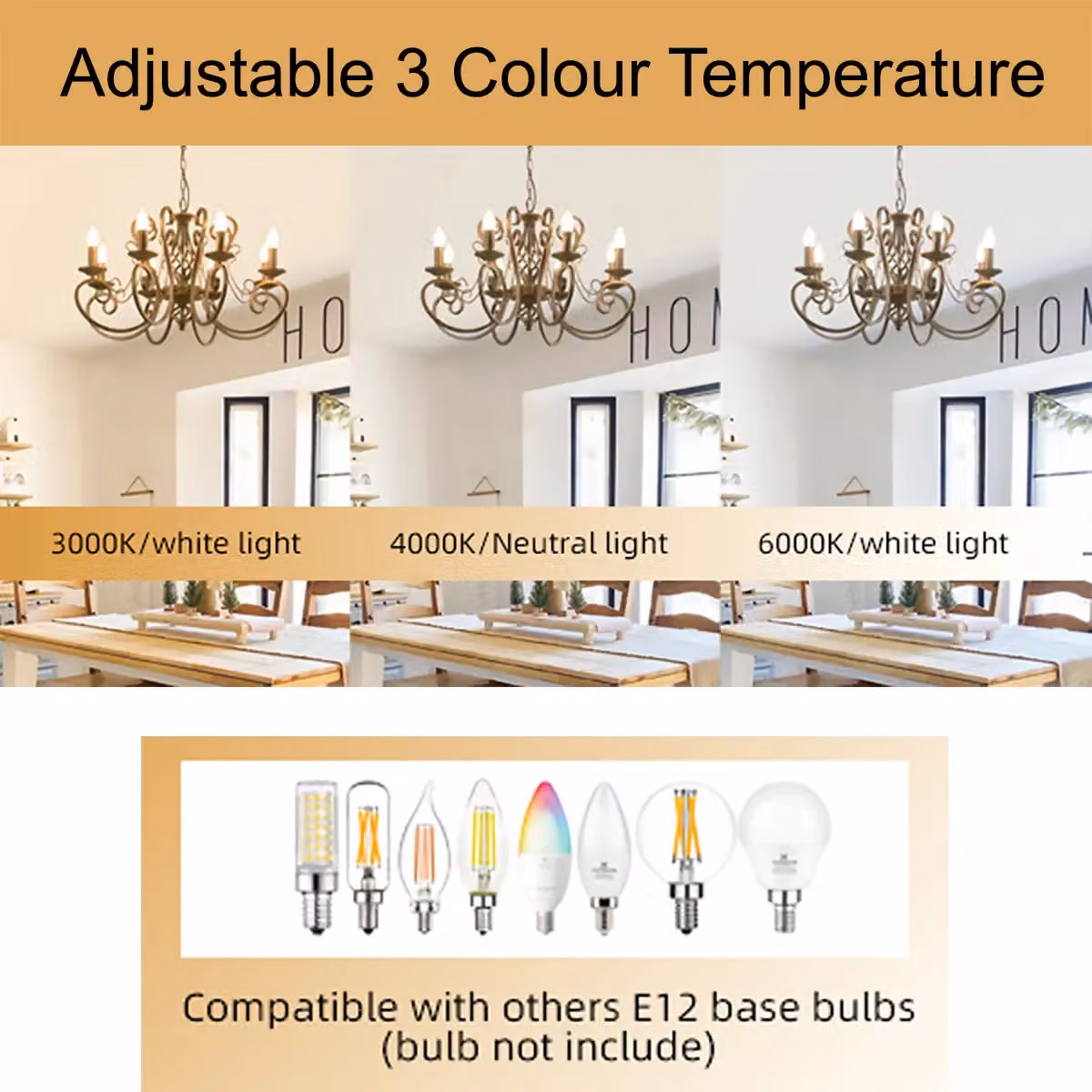 Garwarm 8-Light Vintage Metal Chandelier in Bronze with Adjustable Height and Glass Shades – 2