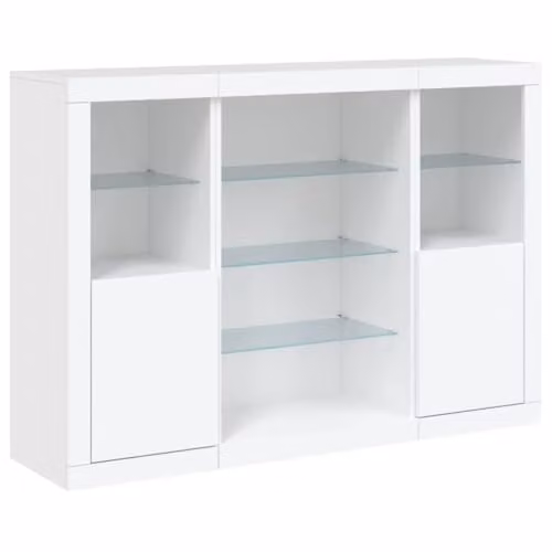 vidaXL Set of 3 Modern White Matt MDF Sideboards with Integrated LED Lighting – 1