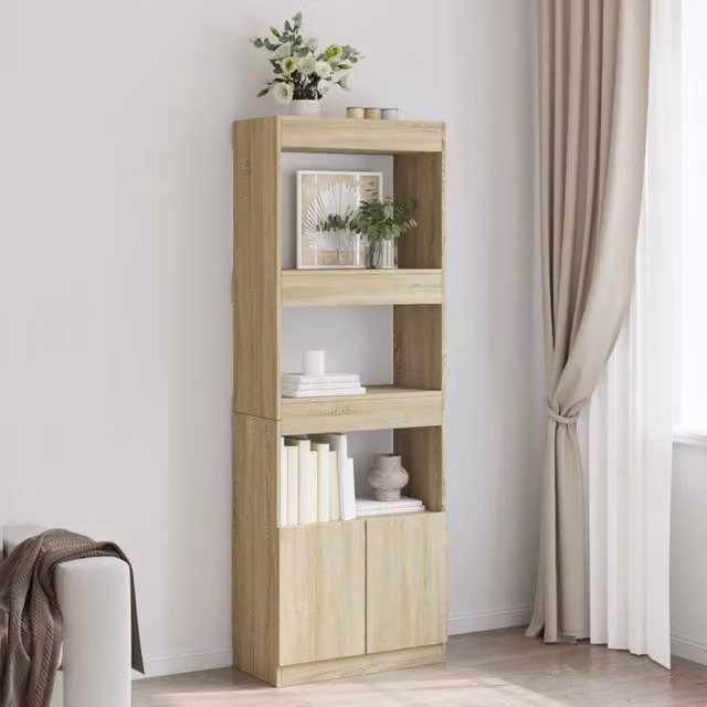 Berkfield Home Sonoma Oak Highboard in Brown, W/D/H: 63 x 33 x 180 cm – 1