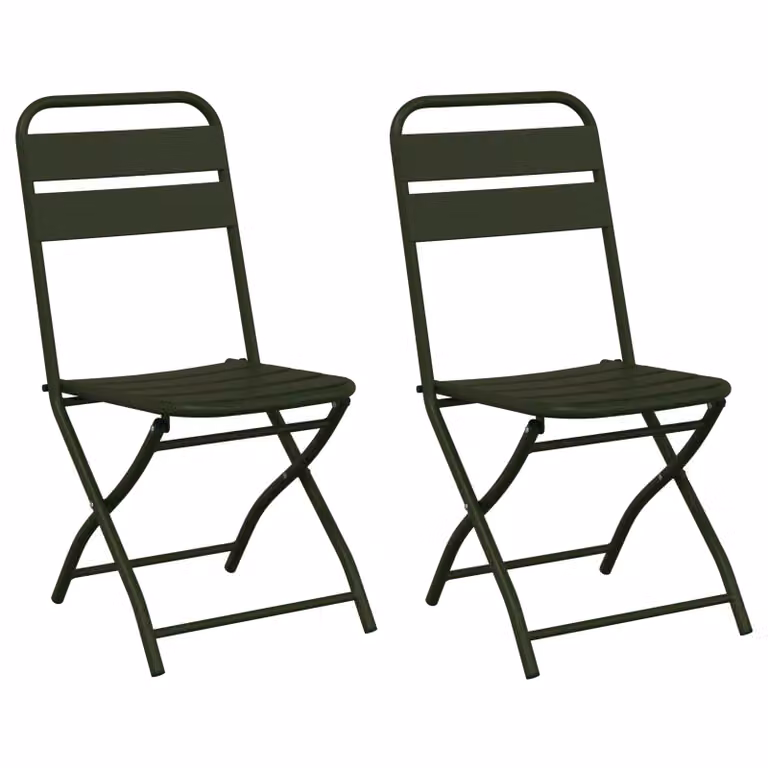 Berkfield Home Folding Garden Chairs, 2 Pack, Dark Green, W/D/H: 42 x 35 x 82 cm