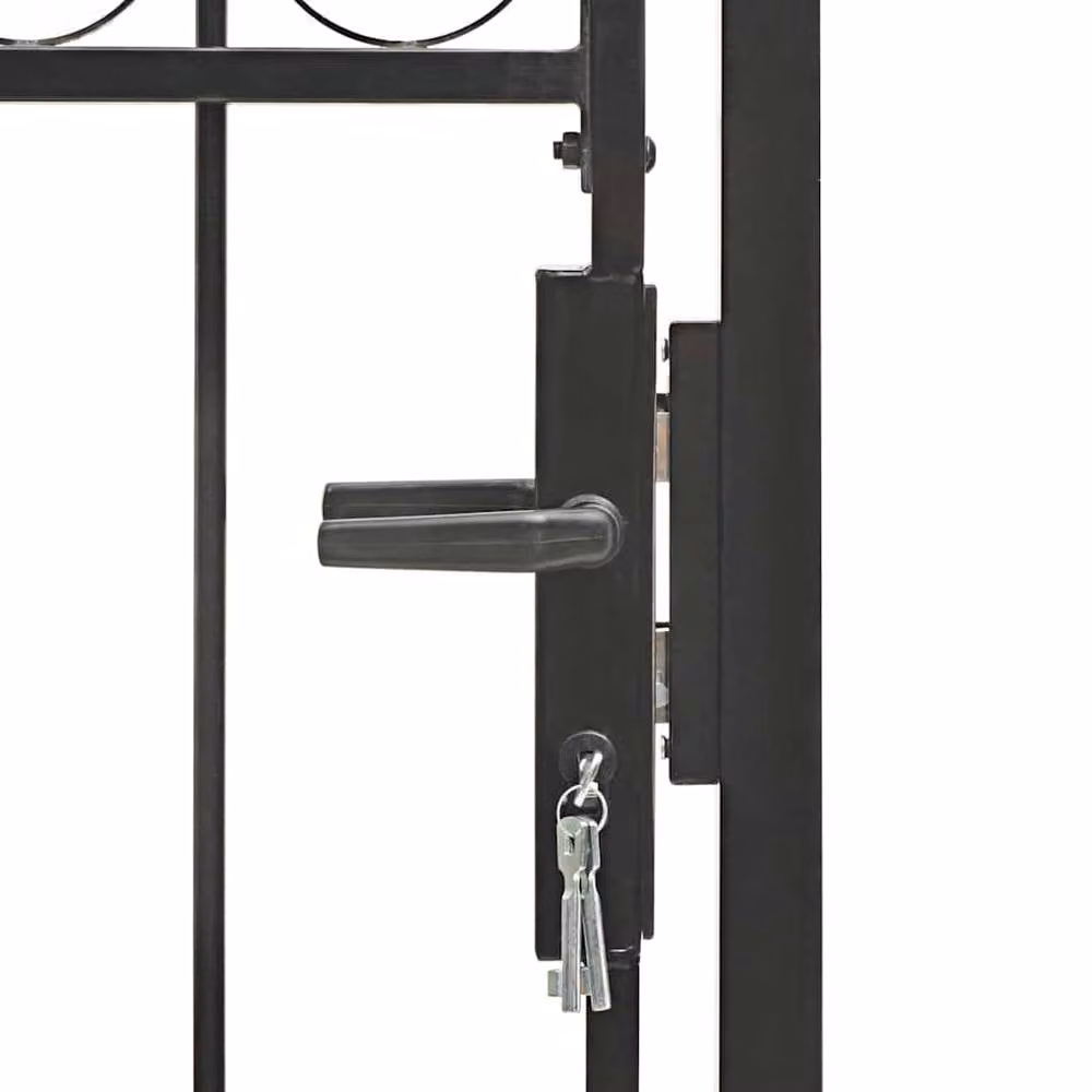 Berkfield Home Steel Arched Top Fence Gate, Black, W: 100 cm, H: 175 cm – 6