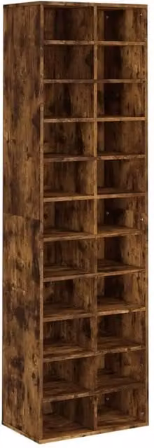 Berkfield Home Smoked Oak Shoe Cabinet in Brown, W/D/H: 54 x 34 x 183 cm