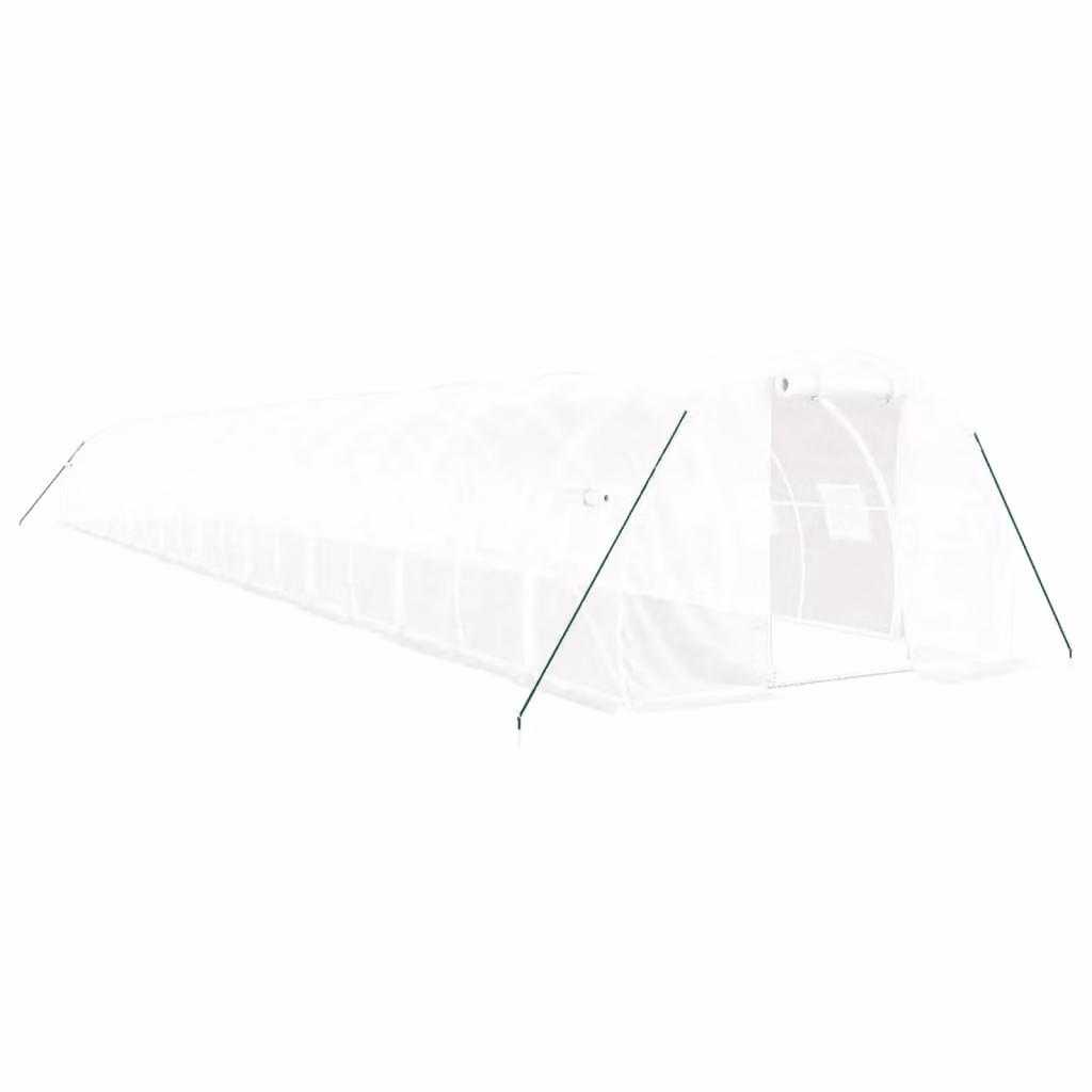Berkfield Home Freestanding Steel Frame Greenhouse in White, W/D/H: 20 x 3 x 2 m – 2