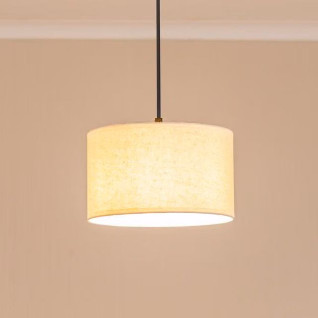 ValueLights Eva Small Drum Fabric Lamp Shade in White and Beige – 2