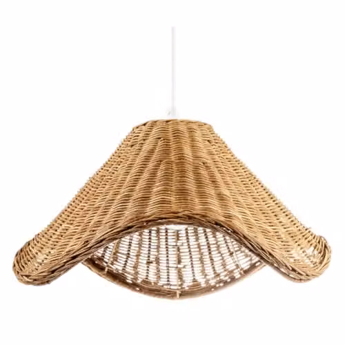 Happy Homewares Boho Rustic Woven Natural Rattan Pendant Ceiling Lighting Shade in Brown, W: 36 cm, H: 20 cm