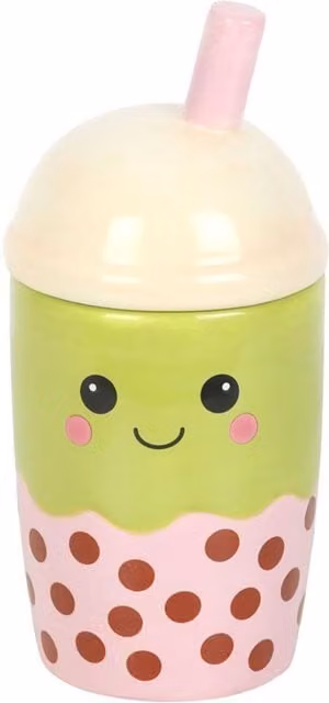 Kingsbury Gifts Kawaii Bubble Tea Ceramic Oil Burner and Wax Warmer in Green