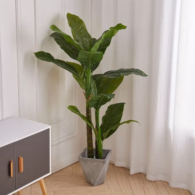Livingandhome Artificial Tropical Green Plant with Plastic Pot, Height: 150 cm