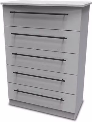Welcome Beverley 5 Drawer Chest of Drawers in Black and Grey Matt Metal