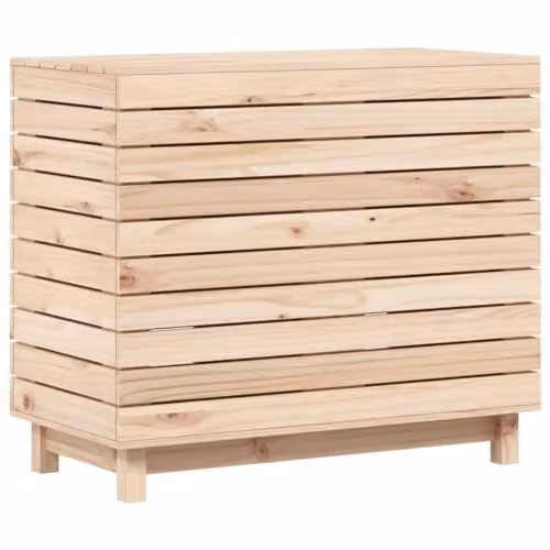 vidaXL Laundry Basket in Natural Brown Solid Wood, W: 88.5 cm, D: 44 cm, H: 76 cm