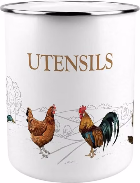 Purely Home Country Farm Animals Kitchen Utensil Holder, Multicoloured Metal