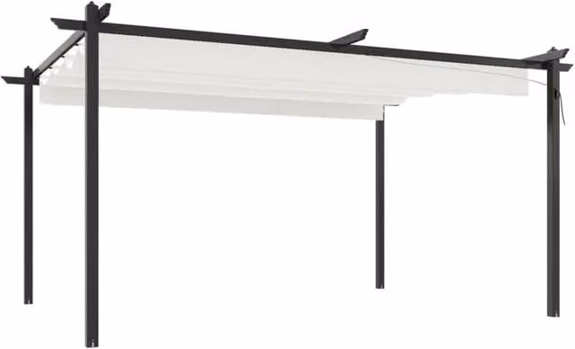 Berkfield Home Garden Gazebo with Retractable Roof in Cream, W: 400 cm, D: 300 cm, H: 220 cm – 1