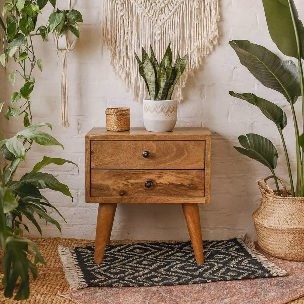 Wyld Haus Parma Small Mango Bedside Table in Brown Rustic Oak Finish W/D/H: 40 x 25 x 35 cm – 7