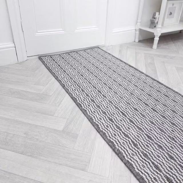 runrug Cable Reversible Indoor/Outdoor Carpet Runner Rug in Grey, W: 60 cm, L: 360 cm