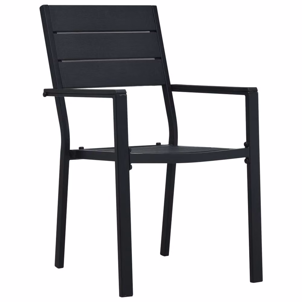 Berkfield Home Set of 4 Sturdy Garden Chairs in Black Wood Look HDPE and Steel – 3
