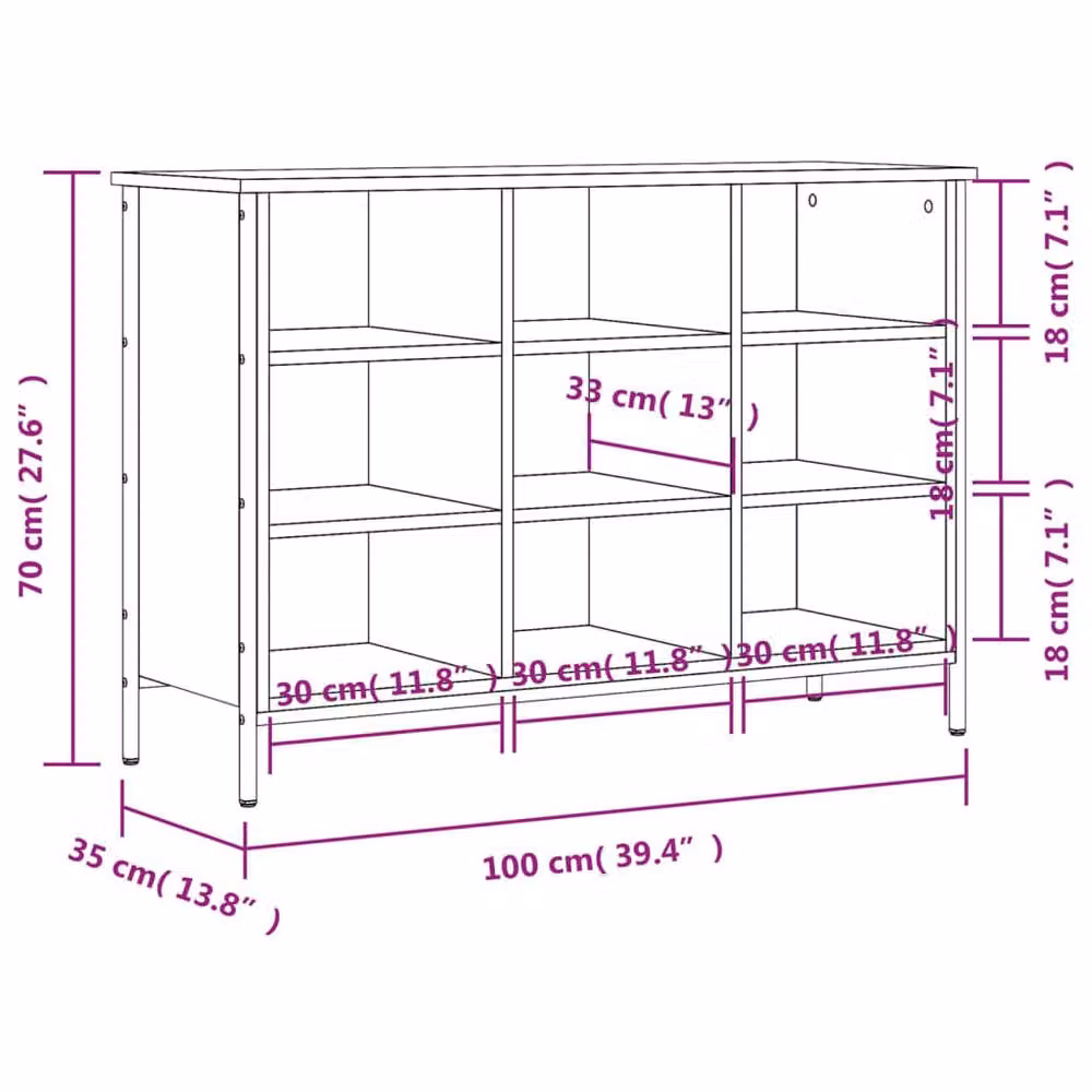 Berkfield Home Brown Oak Shoe Cabinet W/D/H: 100 x 35 x 70 cm – 6