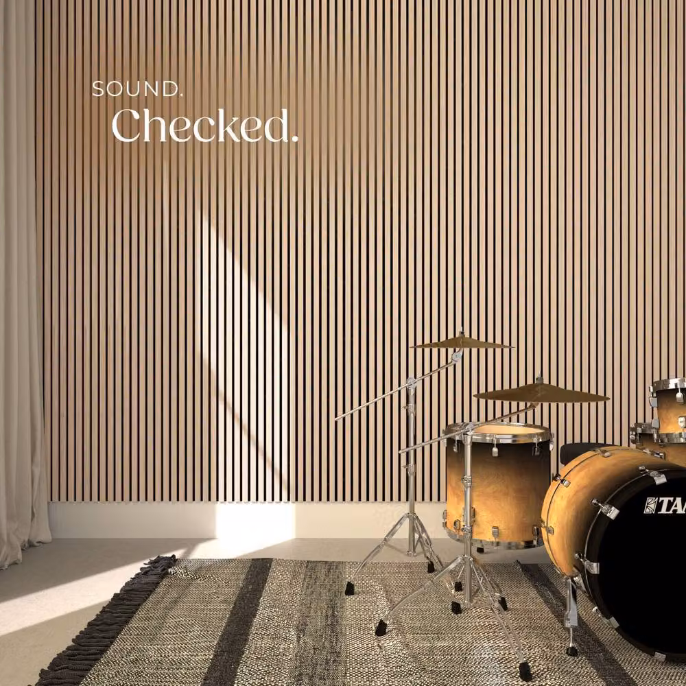 tectake Sound-Absorbing Acoustic Panels in Light Oak Wood Look with MDF and Textile – 4