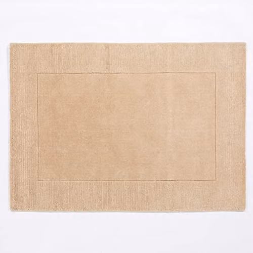 Mayfair Hand-Knotted Natural Wool Area Rug in Beige, W/D: 80 x 150 cm