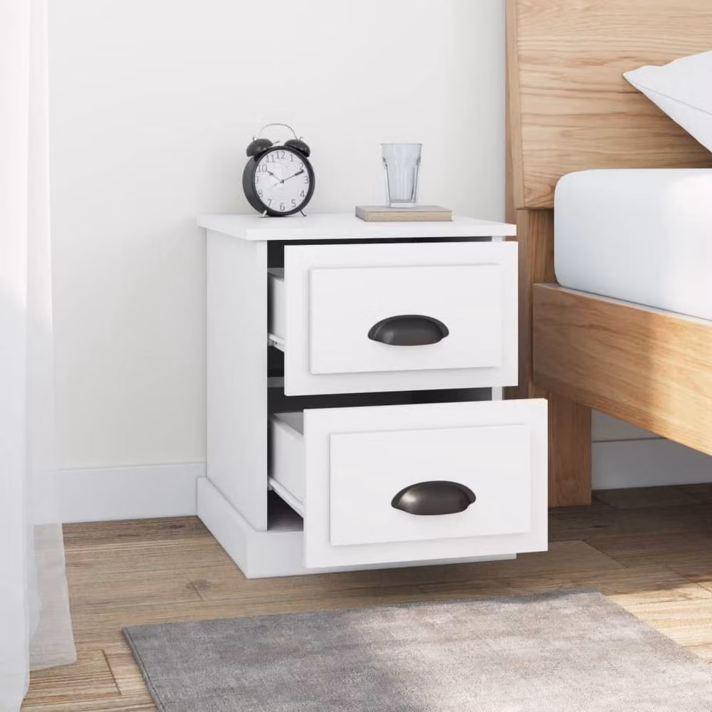Berkfield Home White Bedside Cabinet W/D/H: 39 x 39 x 47.5 cm – 2