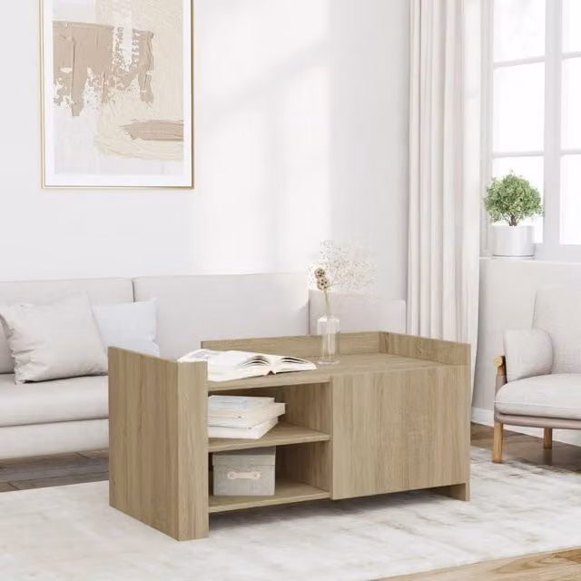 Berkfield Home Sonoma Oak Coffee Table in Brown, W/D/H: 100 x 50 x 50 cm – 1