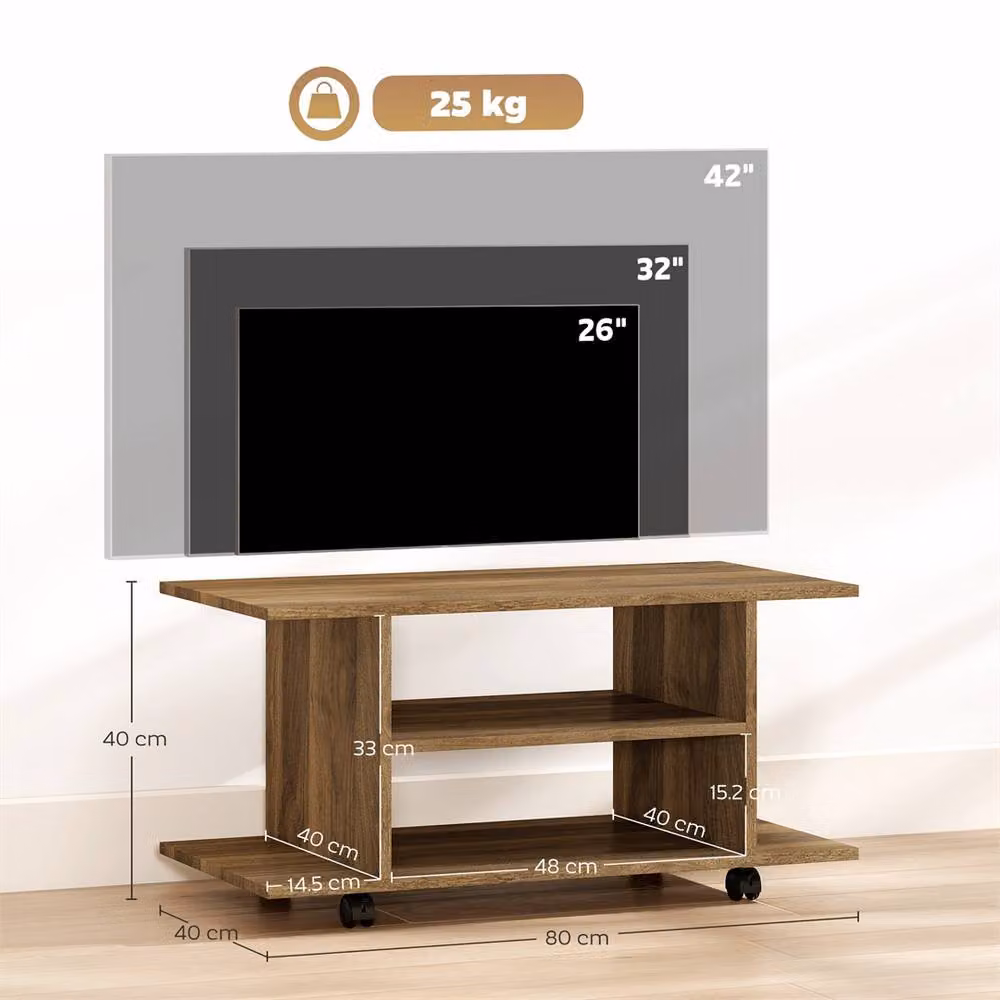 Kelvenix Walnut 3 Tier Mobile Storage Shelves in Brown – 2