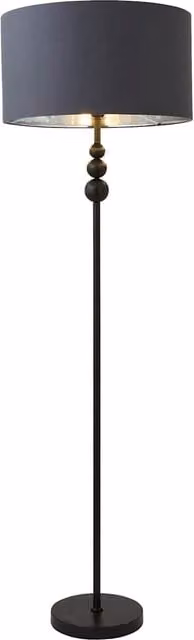 ValueLights Marissa Stacked Ball Floor Lamp with Fabric and Metal Shade in Anthracite