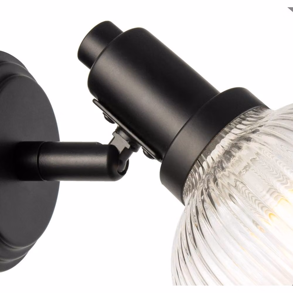 Happy Homewares Matte Black Switched Wall Light with Transparent Glass Shade – 2