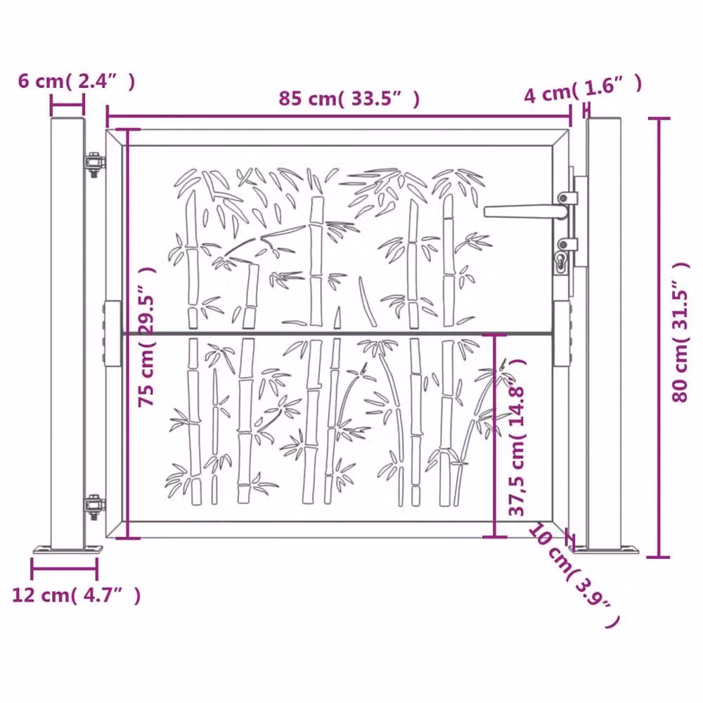 Berkfield Home Steel Garden Gate in Anthracite Grey, W: 105 cm, H: 80 cm – 7