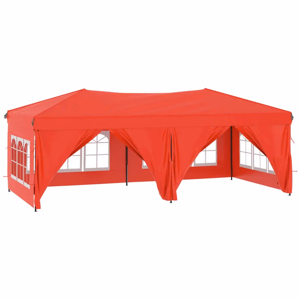 Berkfield Home Folding Party Tent with Sidewalls and Windows, Red and Silver, W: 6 m, D: 3 m, H: 3 m – 2